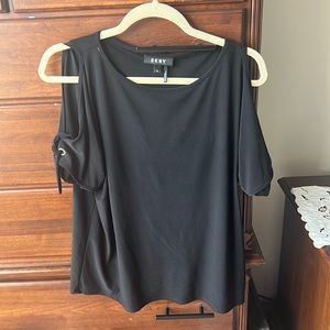 DKNY Split Sleeve Black Blouse